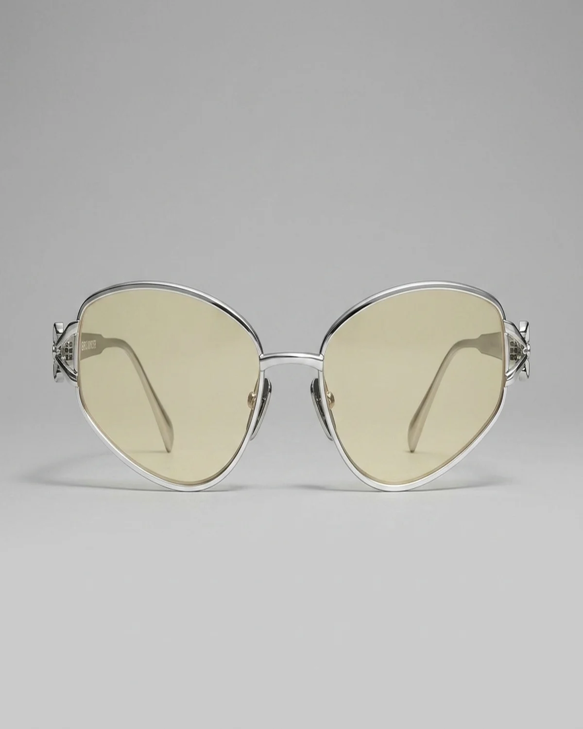 Aurora in Polished Silver Wire with Pale Amber lenses