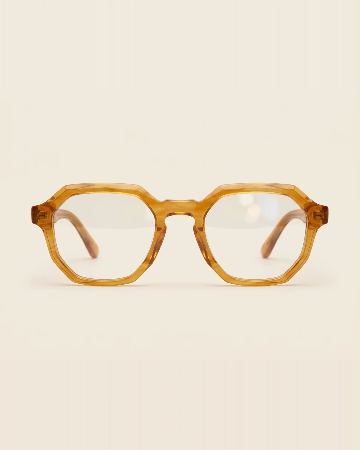 Bevelled Amber — front view — Translucent Amber Acetate