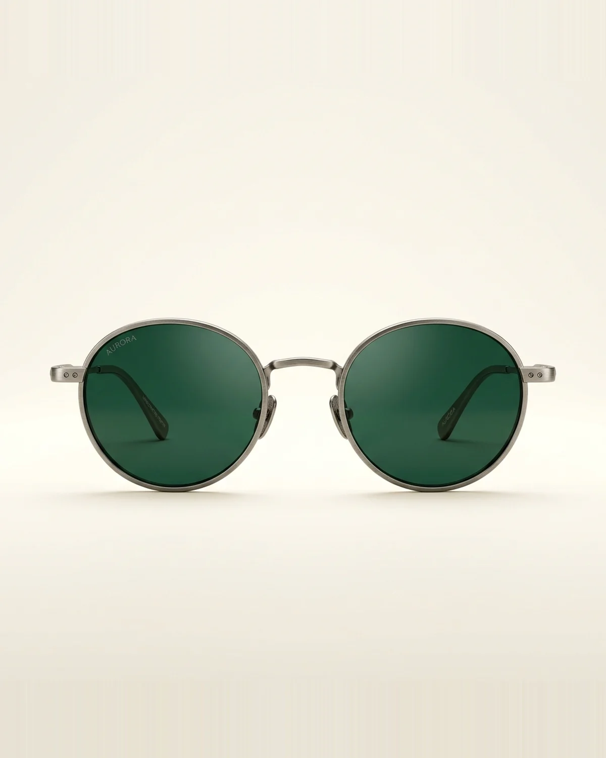 Emerald Round in Brushed Pewter with Deep Emerald lenses