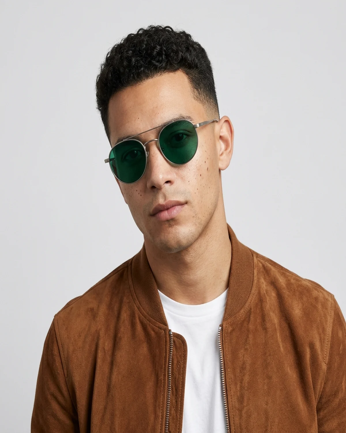 Model wearing Emerald Round