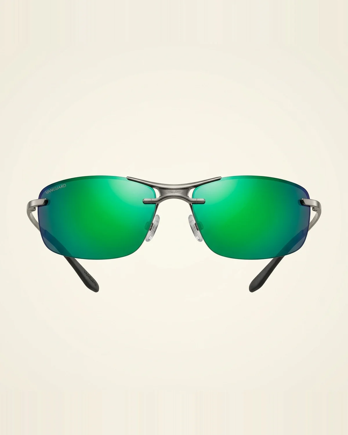 Emerald Wrap in Gunmetal Minimal with Emerald Green Mirror lenses