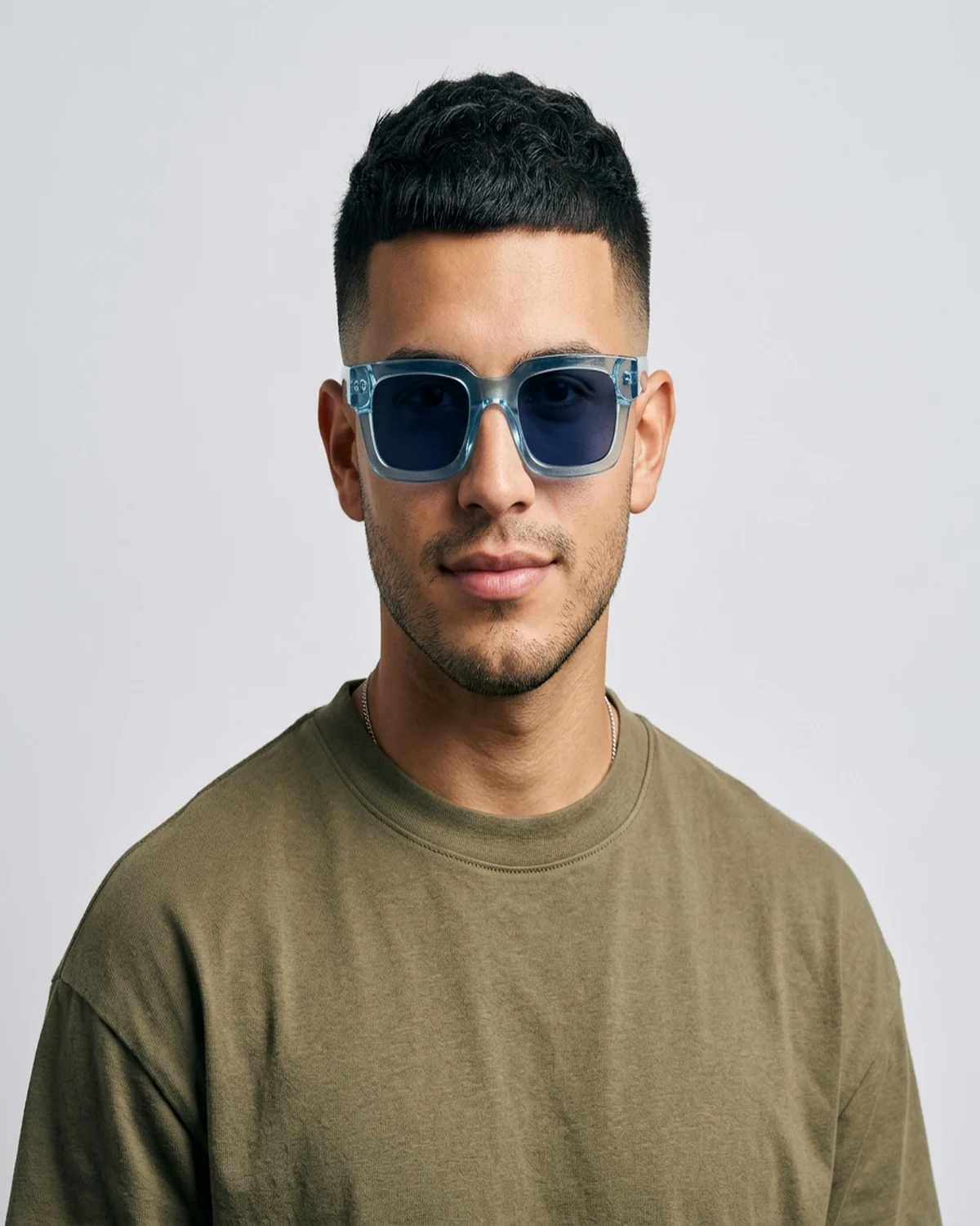 Model wearing Glacier