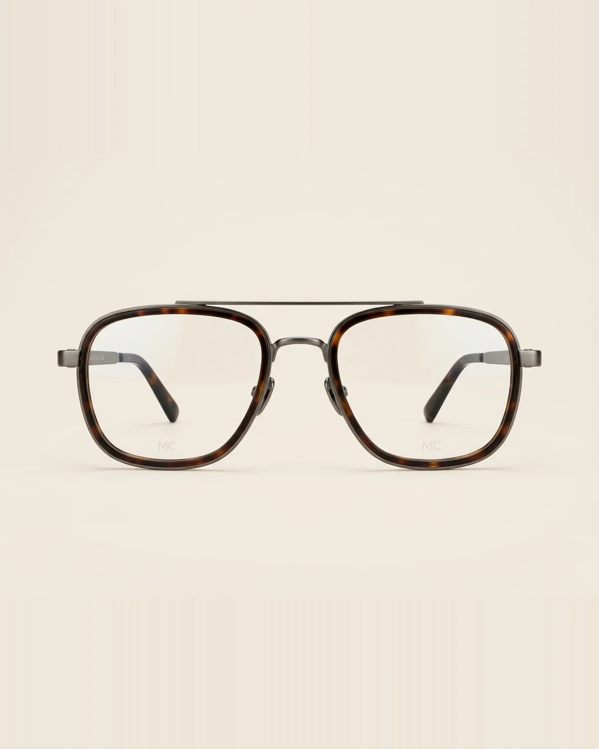 Gunmetal Pilot in Gunmetal & Havana with Clear lenses
