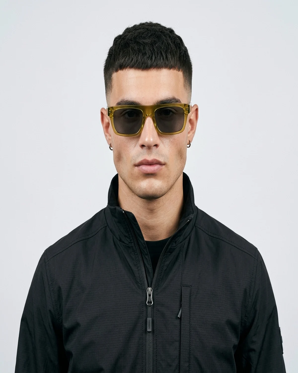 Model wearing Olive Shield