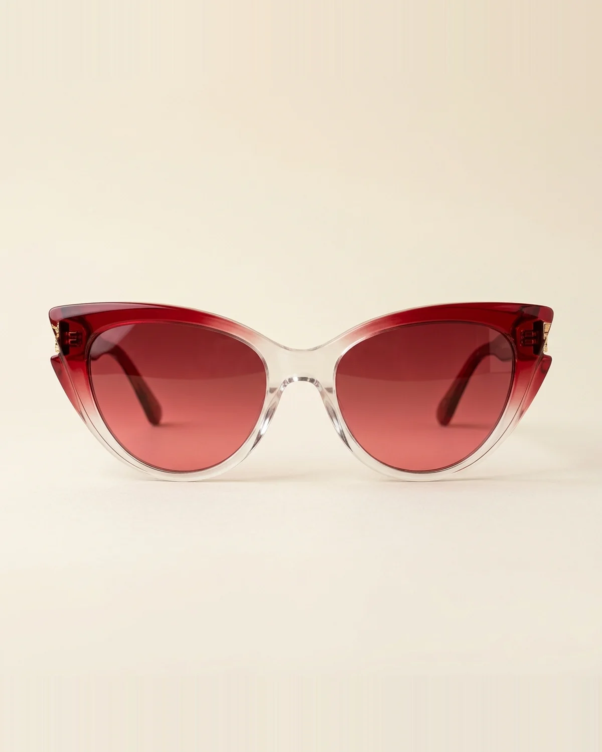 Ruby Wing in Ruby-to-Crystal Ombre with Crimson Gradient lenses